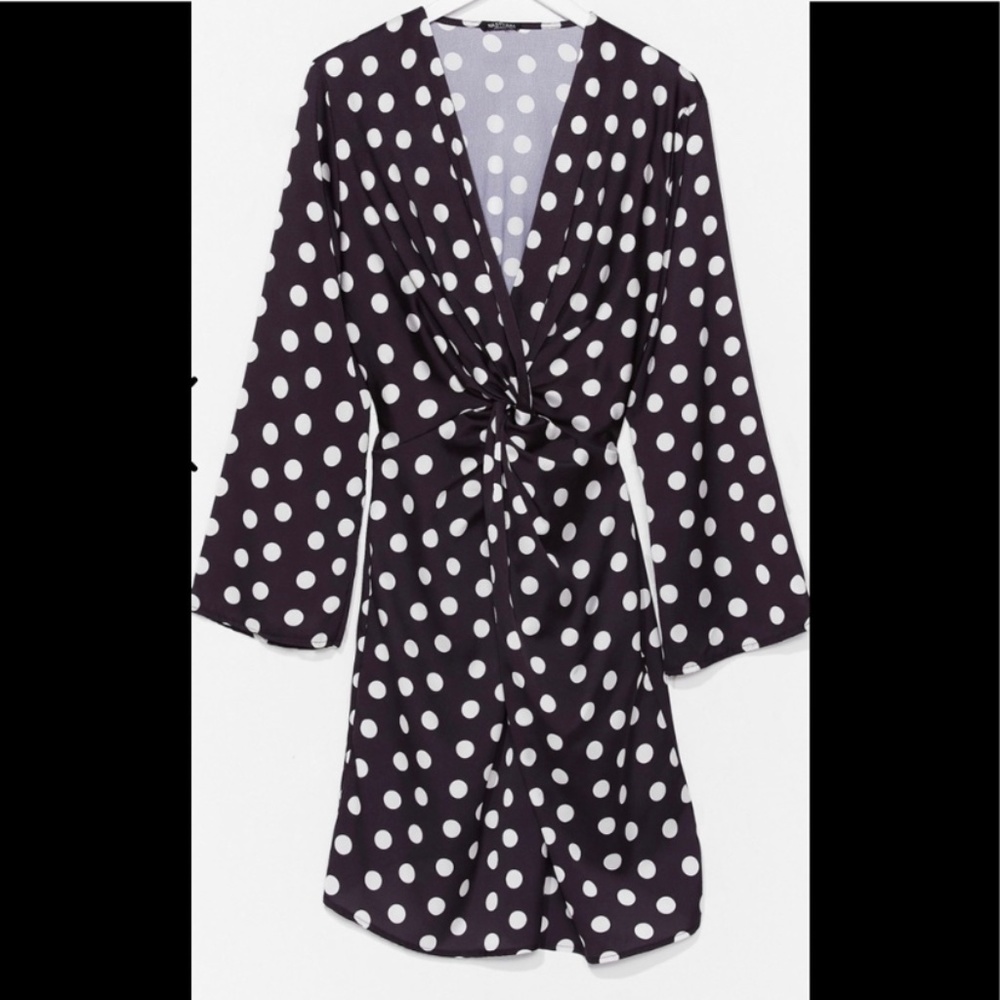 Plus Size Polka Dot Twisted Mini Dress
